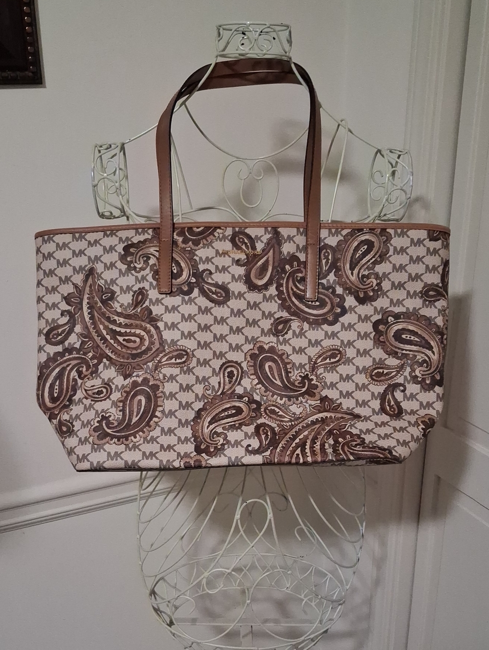 Michael Kors Beige and Brown Paisley Tote